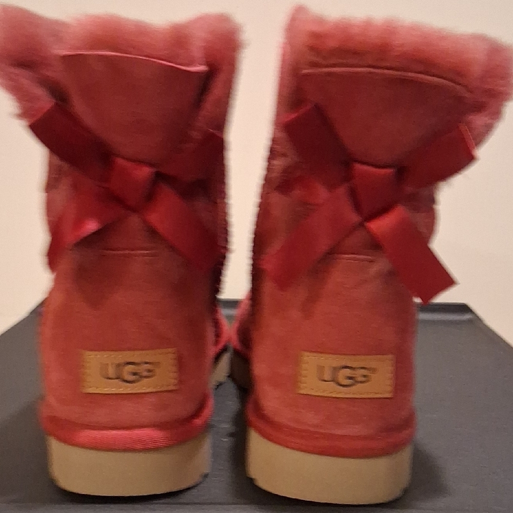 UGG Red Mini Bailey Bow Boots - Picture 7 of 14